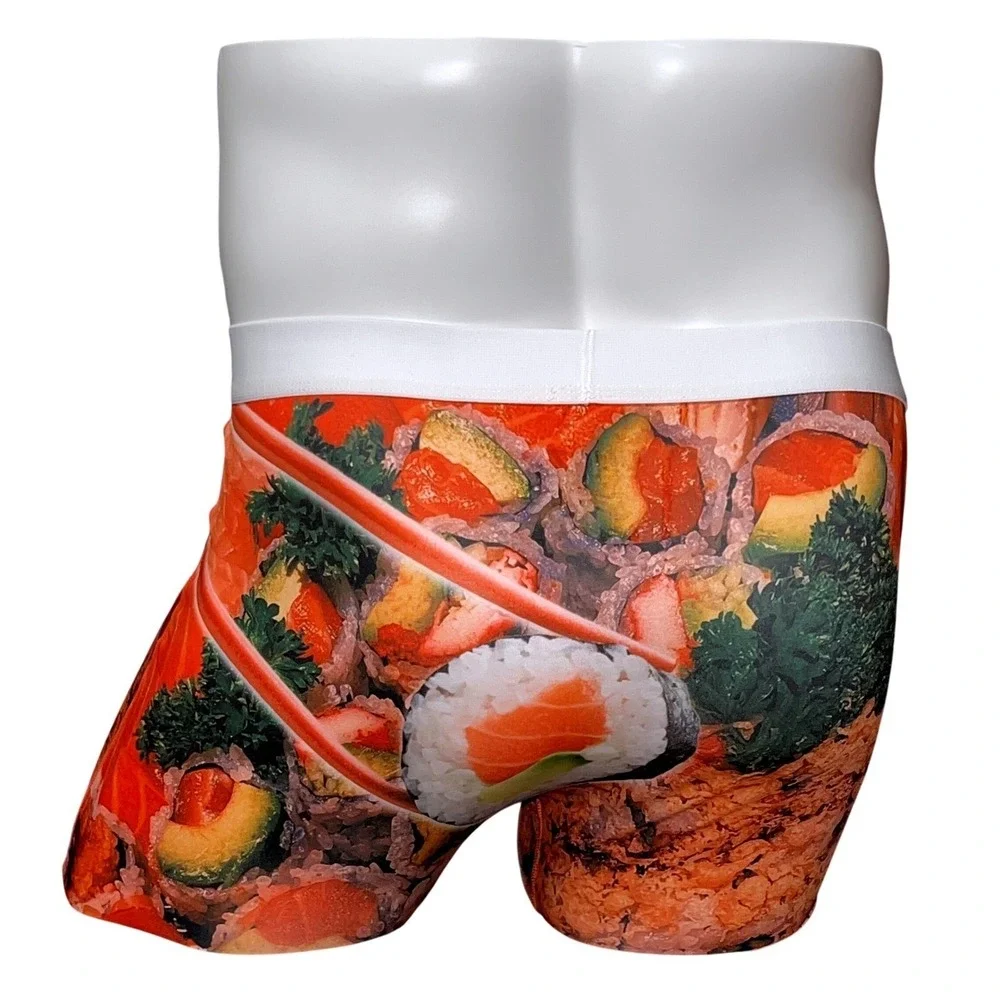 UNDZ Mens Sushi Print Boxer Briefs Small Multicolor Maxvent Stretch‎ Underwear